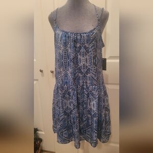 Blue Geometric Patterned Dress Large